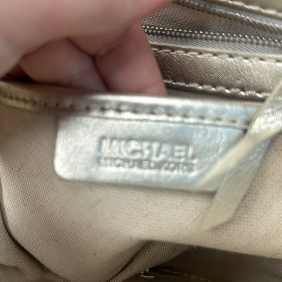 MICHAEL Michael Kors Metallic Gold Rhine Stone Studded Zipper Handbag - Picture 10 of 11